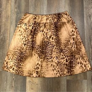 Vtg MOD Leopard Print Flare Skirt Womens 2X Knee Length Elastic Waist by DELICIA